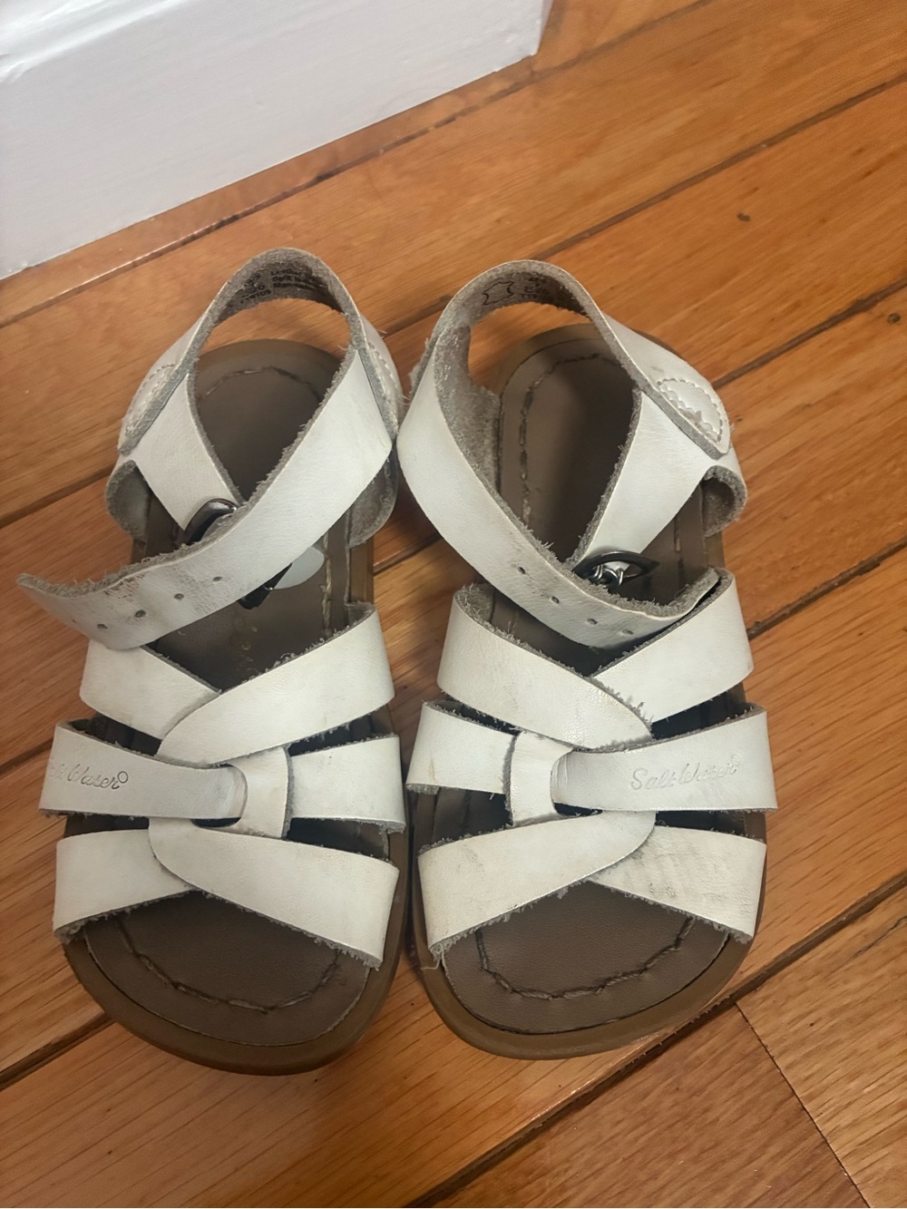 Salt Water Sandals by Hoy Kids White Leather Sandals